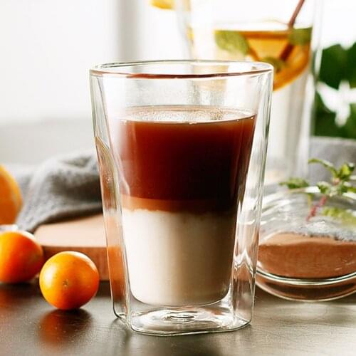 250ml 450ml Double Glass Beer Mug Personality Square Milk Juice Cup Cold Drink Cup White Wine Glass Bar Cup