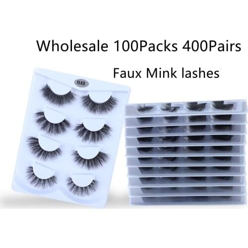 TDANCE Wholesale 400Pairs 100 Packs 3D Faux Mink Lashes in Bulk Messy Volume Long Faux Cils Mixed Dramatic Natural Mink Eyelash