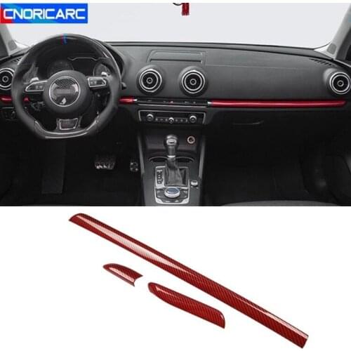 Car Styling Center Console Dashboard Strips Sticker Trim For Audi A3 8V 2014-19 S3 Inner Door Strips Interior Accessories