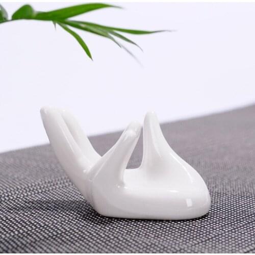 White Porcelain Kung Fu Tea Set Accessories Tea Leak Tea Leak Set Stainless Steel Leak Ceramic Guanyin Hand Rest Decorative