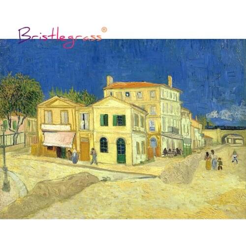 BRISTLEGRASS Wooden Jigsaw Puzzles 500 Pieces Yellow House Vincent van Gogh Educational Toy Collectibles Painting Art Home Decor