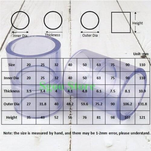1pc ID. 63~110mm Transparent UPVC Direct Connector Garden Irrigation System PVC Pipe Joints Aquarium Tank Water Pipe Connectors
