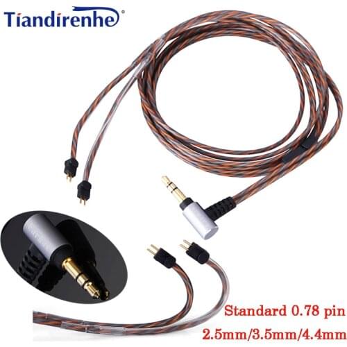 0.78-2pin headphone cable 3.5mm/2.5mm/4.4mm upgrade cable replacement line balance line audio cable single crystal copper