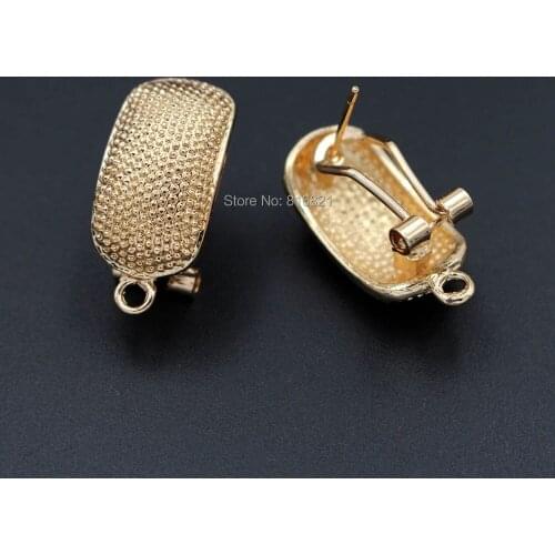 Clip Earrings Post with Loop Hanger Rectangle Blanks DIY Metal African Chile Nigerian Dubai Gold Color Stud Earrings Findings