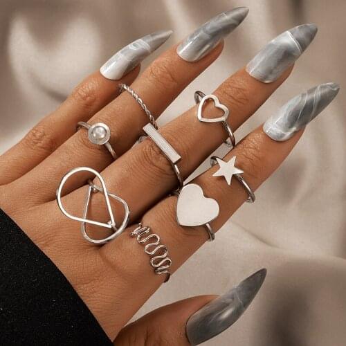 Love Heart Ring Set Teen Girls Matching Rings for Women Anillos Jewelry Sets Bague Femme Ringen 2021 Bohemia
