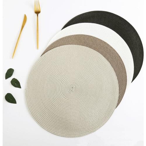 Table Mat Round Woven Placemats PP Waterproof Dining Non-Slip Napkin Disc Bowl Pads Drink Cup Coasters Kitchen Decoration