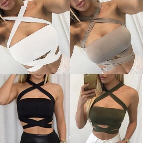 Richkeda Store New 2021 Women Sexy Strapless Tube Top 2021 Fashion Cropped Bandeau Tops Underwear Bras Halter Lace-Up Bandage