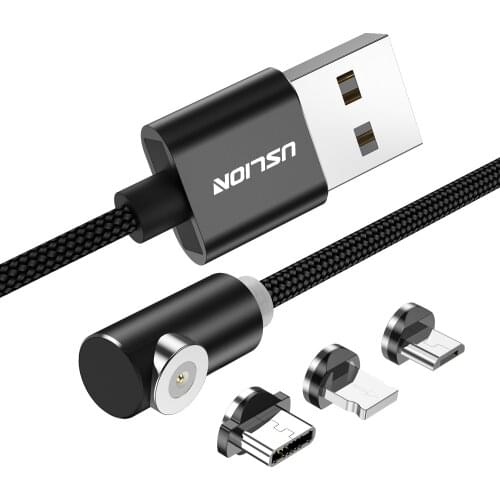 USLION Magnetic Charger Type C USB Cable for Samsung S9 Magnetic Cable for iPhone Micro USB Cable Fast Charging USB C Cable