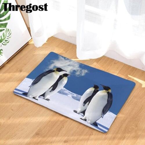 Cute Penguin Pattern Printed Doormat for Entrance Door Microfiber Hallway Floor Mats Dome Decor Mat Kitchen Rugs Washable