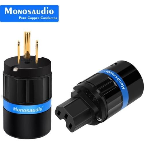 Monosaudio M104G/F104G Copper US Power Plug Pure Copper 24k Gold Plated Audio Power Connector IEC Plug DIY Power Cord Cable