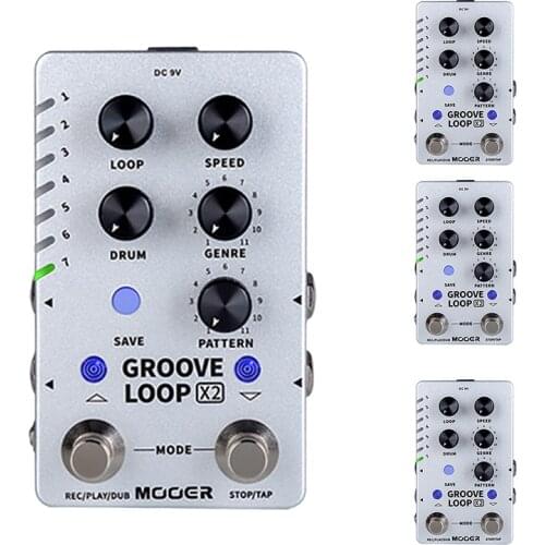 MOOER GROOVE LOOP X2 Stereo Drum Machine Phrase Loop Single Block 11 Styles And 121 Rhythm Drum Machines
