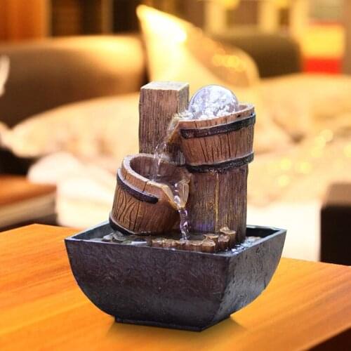 Lucky Fengshui Ball Desktop Water Fountain Indoor Air Humidifier Artificial Craft Gifts Home Club Office Decoration Tea Set