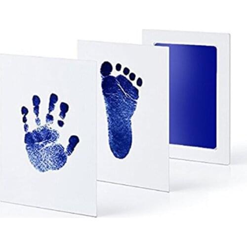 Newborn Baby Footprint Handprint Kit Ink Pad Imprint Cards Wood Clips Hemp Rope Q1FE