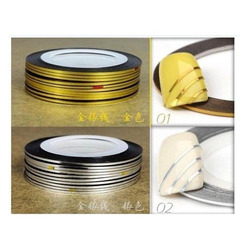Nail Art - 20 x Metallic Striping Tape - Silver Gold Stickers - New - 3D, Free Shipping, JC41f87m