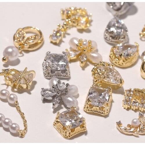 Charm Zircon 3D Nail Art Decorations Luxury Shiny Pearl Diamonds Crystal Alloy Jewelry Manicure Design Accessories