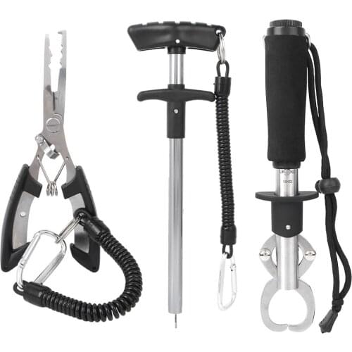 Stainless Steel Fishing Lure Plier Lip Fish Clamp Grabber Tool Set with Fish Controller Tackle Accessories