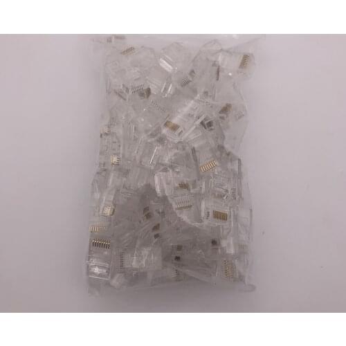 100Pcs Gold plated RJ45 Net Network Modular Plug Cat5 CAT5e Connector