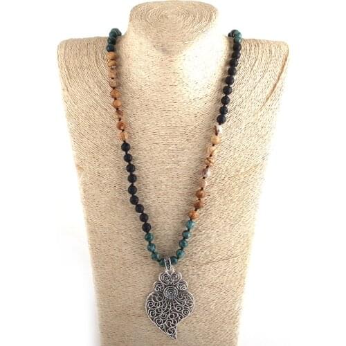 MD Fashion Jewelry Multi Stone Long Knotted Heart Pendant Necklaces