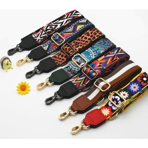 Luxury Colored Striped Bag Straps Bag Accessories Parts Replacement Shoulder Belts Handbag Strap Long Bands Handle Gold Buckle