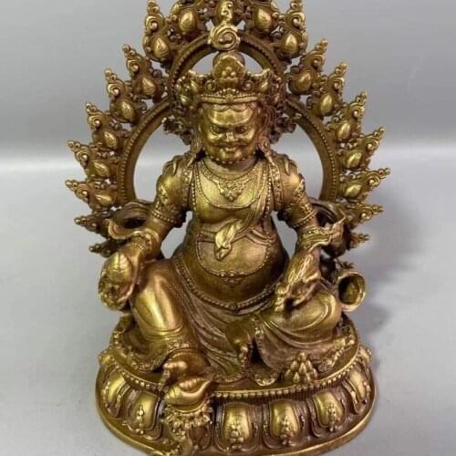 Pure Copper Statue of Wealth God Buddha Home Decoration Figurines Miniatures Ornament Nepal Tantric Statue Office Fengshui Decor