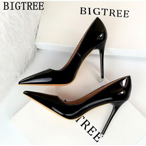 Bigtree Luxury Brand 2021 Fashion Women Heels Women Pumps Patent Leather High Heels Ladies Heels Tacones Chaussure Femme Talon