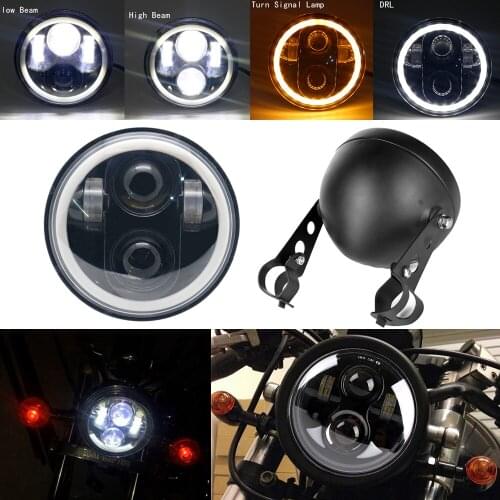 Universal 5 3/4 inch 5.75" Led Car Motorcycle Headlight H4 Phare Farol Moto Headlamp Head Light For moto indian scout for Hond