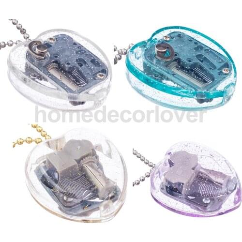 Vintage Heart Shape Windup Music Box with Key Chain Kid Toy Birthday Gift Home Decor