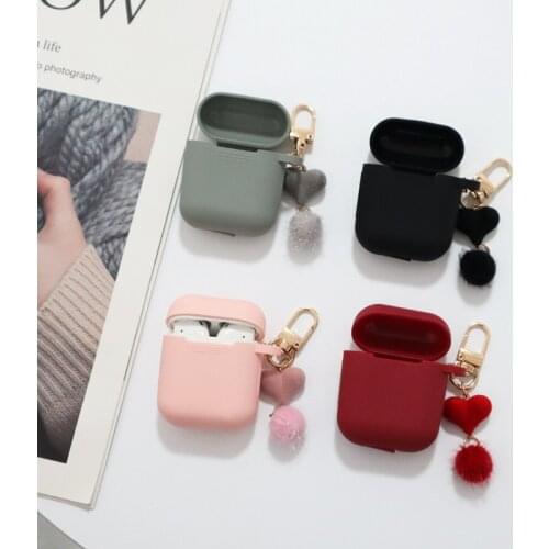 Lovely Hairball Keychain Cover For Airpods Bluetooth Wireless Protective Cover For AirPod Case Charging Box Silicone Shell
