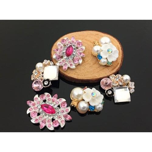 10 Pieces/Lot Imitation Pearls With Rhinestone Handmade DIY Jewelry Brooches Earrings Bridal Headwear Making Accessories