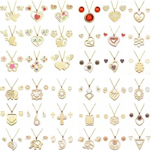 10Pcs/Lots Stainless Steel Jewelry Sets Wholesale Vintage Rock Pendants Chain Necklaces Kit Punk Earrings Set Link Necklace