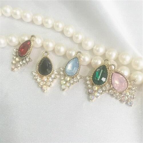 15*23MM 25pcs/Pack Mix Colors Water Drop Shape KC Gold Color Plated Alloy Pendants Jewellery Charms