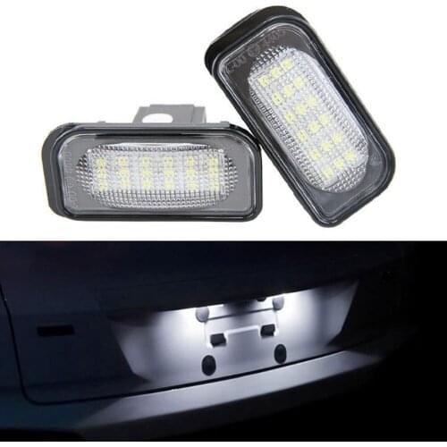2Pcs 18SMD LED License Plate Lights for Mercedes Benz C-Class W203 Sedan SL-Class R230 CLK-Class W209 C209 A209