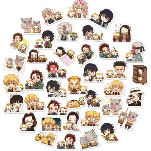 40Pcs/pack Anime Demon Slayer Waterproof Sticker PVC Stickers For Laptops Suitcase Luggage Fridge Guitar Phone Decoration