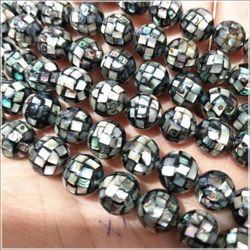 48pcs natural shell beads saltwater shell beads faceted round ball brown color size 8mm luxury beads for beach tourism selling