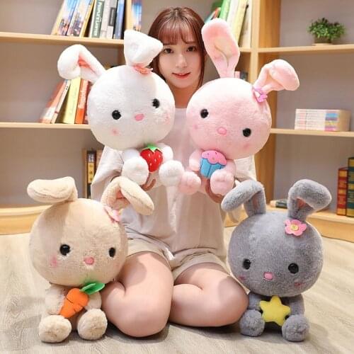 50cm Beautiful Hairy Rabbit Plush Toy Soft Cartoon Animal Four Colors Bunny Stuffed Doll Baby Appease Toy Valentines Day Gift
