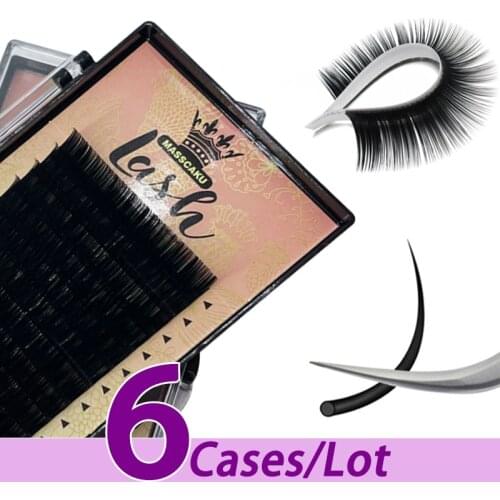 6pcs/lot Top sellers 16rows Faux mink soft eyelash deep black premium hand-making eyelash extensions cilia individual lashes