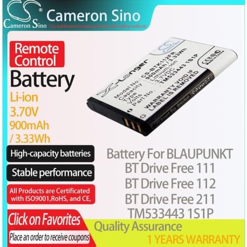 CameronSino Battery for BLAUPUNKT BT Drive Free 111 112 211 311 fits BLAUPUNKT TM533443 1S1P Car Speaker Remote Control battery
