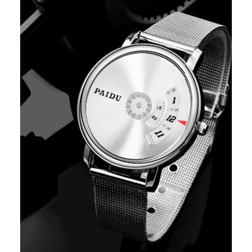 PAIDU Men Watches Fashion Creative Turntable Watches Men Stainless Steel Mesh Band Mens Watches relogio masculino montre homme