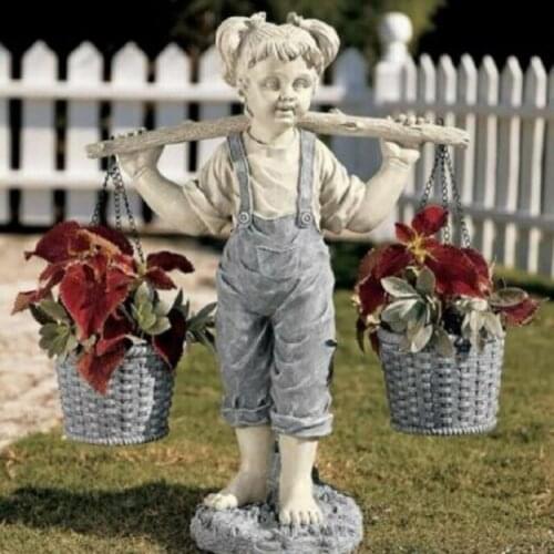 Flowers For Felicity Girl Garden Statue Two Tone Stone Garden Statues Home Decoration Handmade Crafts Sculpture Modern Art