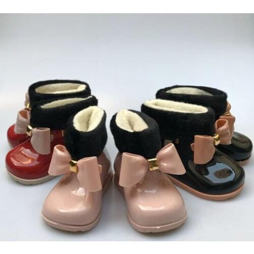 Baby Girls Rain Boots Kids Rain Boots Warm Beauty Bow Rainboots Fashion Non-slip Rubber Shoes Toddler Kids Jelly shoes