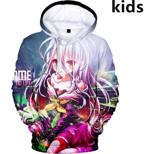 2 To 14 Years Kids Hoodies 3D Anime NO GAME NO LIFE Hoodie Sweatshirt Boys Girls Fashion Harajuku Jacket Coat Children Clothes
