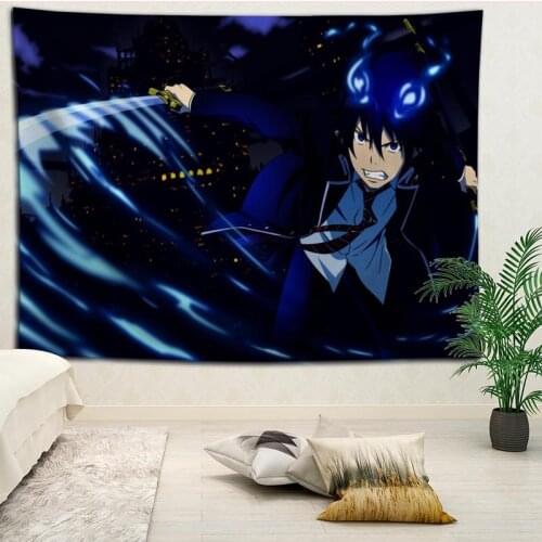 Blue Exorcist Tapestries For Living Room Bedroom Hanging Wall Tapestry Retro Home Decor Yoga Beach Mat Custom logo