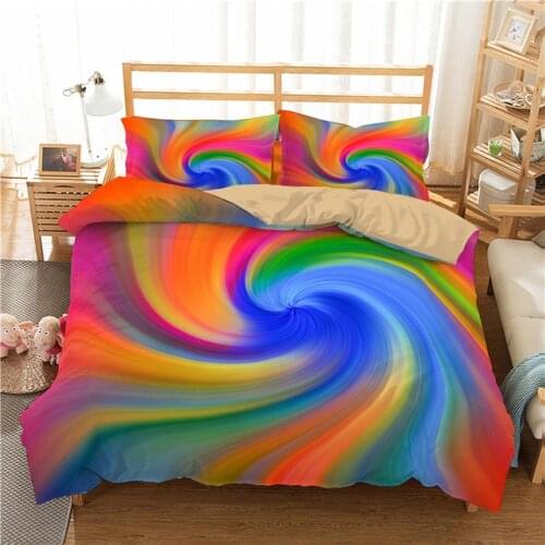 WOSRAT 3D bedding set king size duvet cover set abstract colourful cloud printed double bed couple quilt cover with pillow case