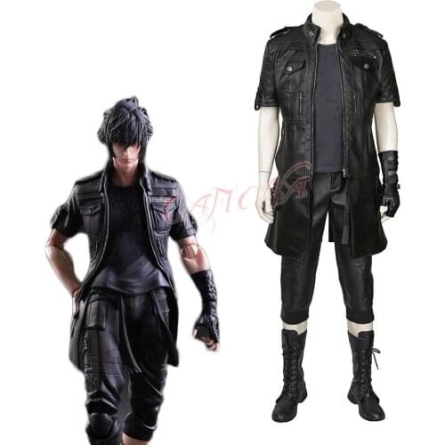 Cafiona Cool Noctis Lucis Caelum Final Fantasy XV Cosplay Costume Man Black Outfits Boots