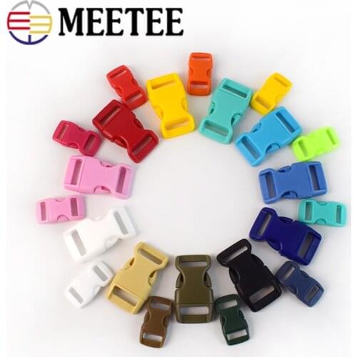 Meetee 50sets 10/15mm Backpack Plastic Buckle Pet Safety Clasp Umbrella Rope Bracelet Release Buckle for Webbing DIY Accessory