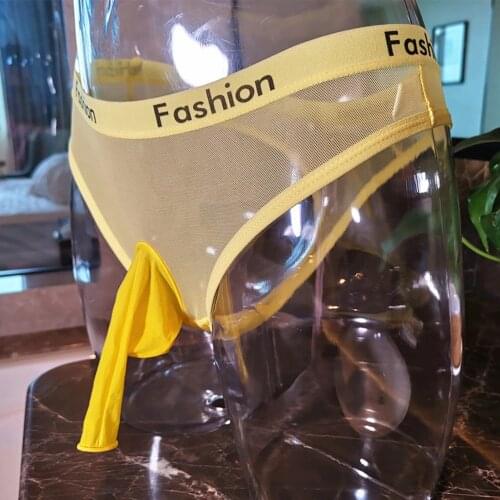 Mens Underwear With Penis Sheath JJ Sleeve Briefs Sexy Elephant Trunk Bikini Transparent Mesh Man Underpants Gays Temptatio