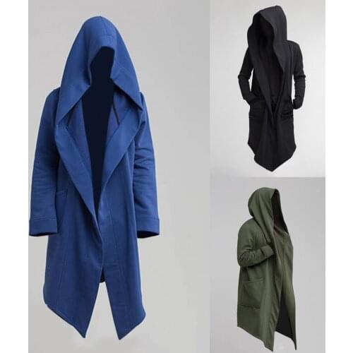 Men Hooded Eye-catching Cool Oversize Long Coat Costume Trench Fashion Oversize Coat for Stage Show Casual Autumn Winter Trench
