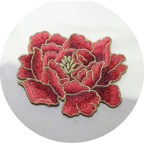 Hey Yonniex Small Multi-Color Phnom Penh Peony Flower Patch Embroidery Dress Jacket DIY Accessories