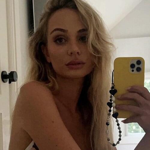 New Black Heart Mobile Phone Accessory Straps Mobile Phone Straps Bead Hanging Chain for Phone Mobile Phone Cord Boho Ornament