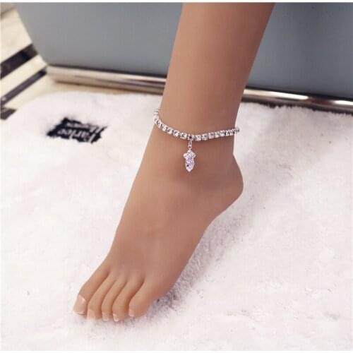 New Fashion Sexy Chain Foot Chain Bling Rhinestone Belly Dance Accessories Anklet Crystal Water Drop Pendant Beach 1pc wholesale